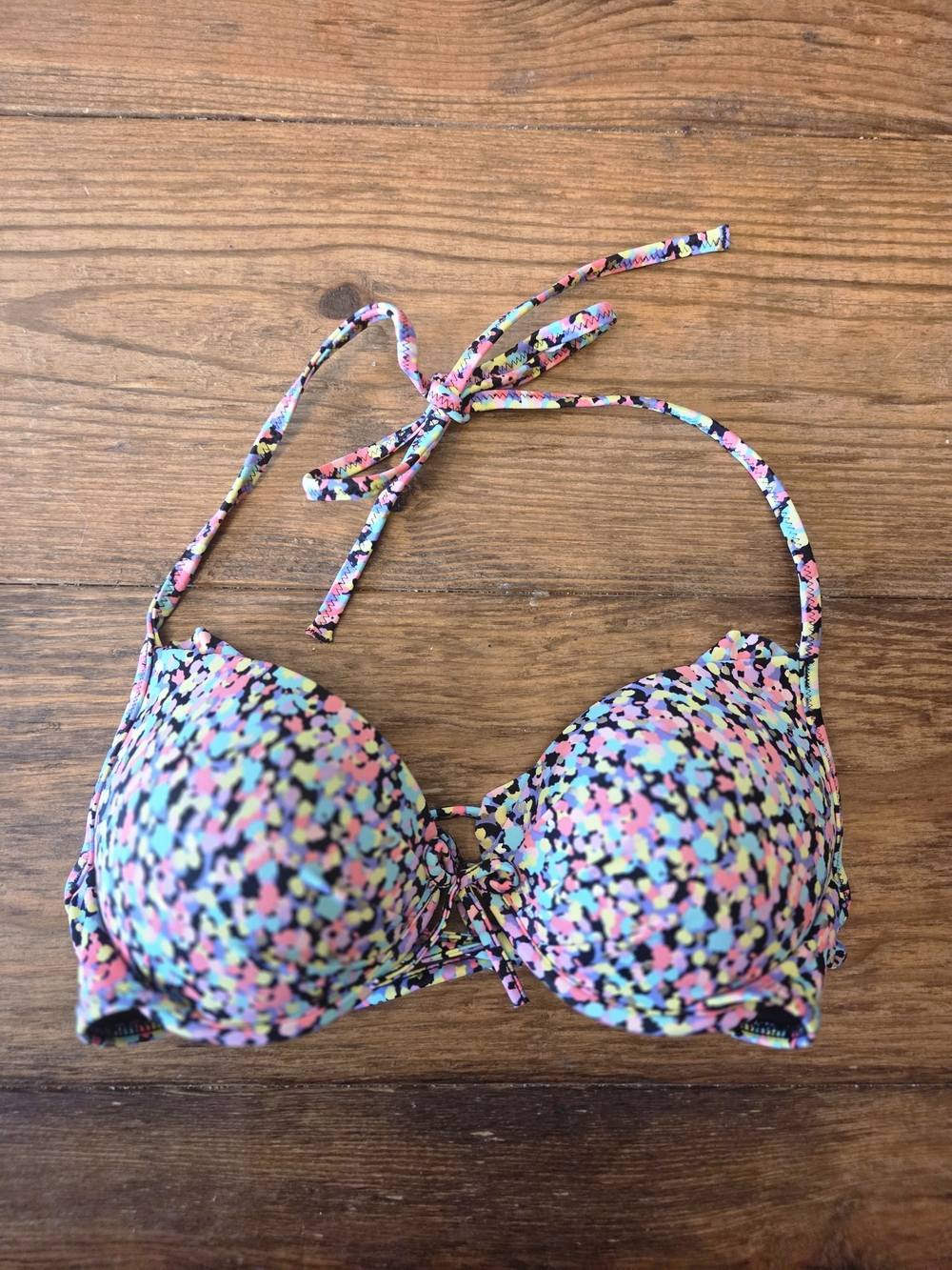 Victoria's Secret Multicolor Confetti Speckle Push-Up Halter Bikini Top